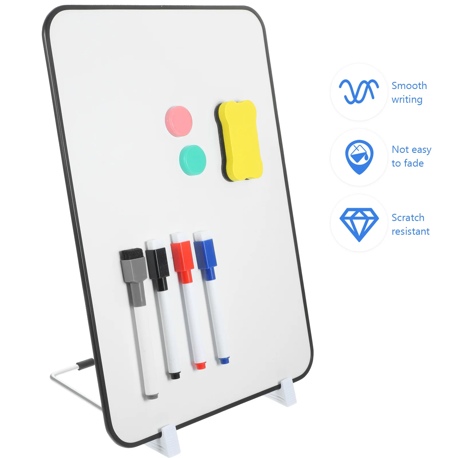 Double Sided Writing Board Handheld Whiteboard with Rack Eraser Easel Desk Dry for Household