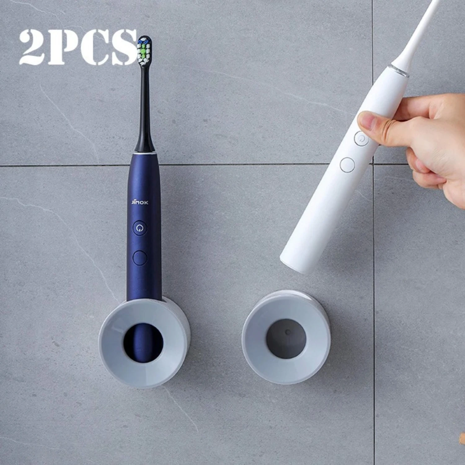 2pcs Large-Capacity Wall-Mounted Toothbrush Holders - Self-Adhesive, Easy to Install, Space-Saving Bathroom Organization Accesso