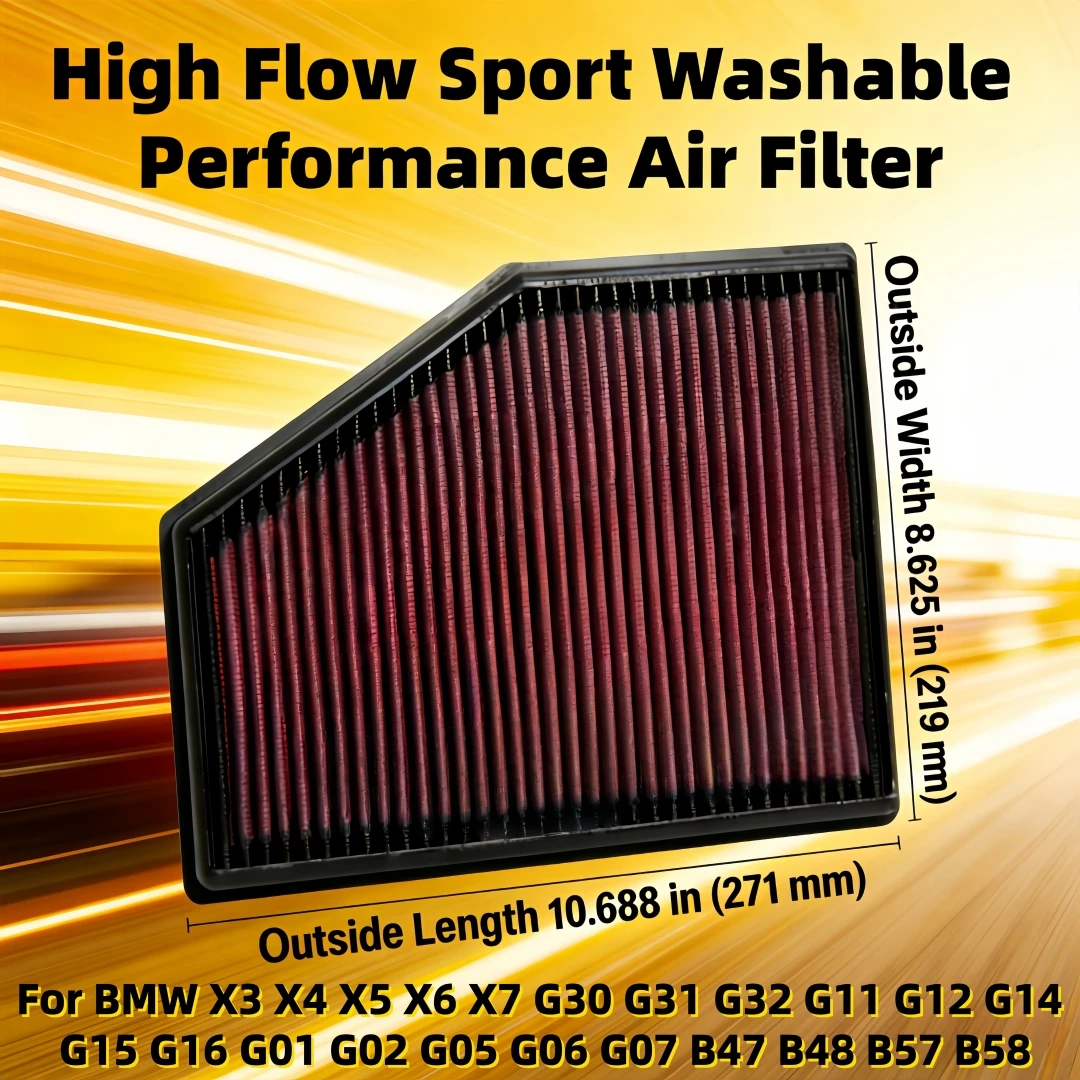 

Высокопроизводительный воздушный фильтр для BMW X3 X4 X5 X6 X7 G30 G31 G32 G11 G12 G14 G15 G16 G01 G02 G05 G06 G07 B47 B48 B57 B58