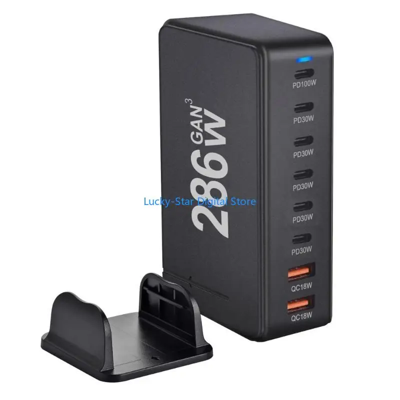 

N7MC 286W Desktop Adapter with 6 Type C and 2 USB Port for Multiple Devices