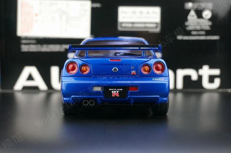 Autoart 1:18 Skyline R34 GTR V-Spec II JDM Simulation Limited Edition All Open Alloy Metal Static Car Model Toy Gift