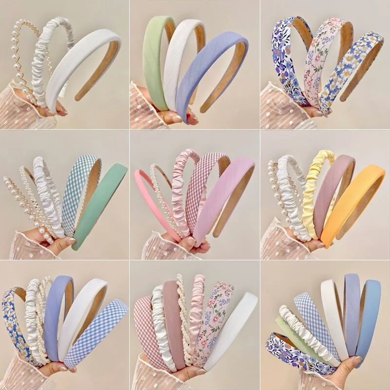 3개입 멀티컬러 심플하고 우아한 여성용 헤어밴드, 세안용 헤어밴드, 패션 소녀 헤어 액세서리