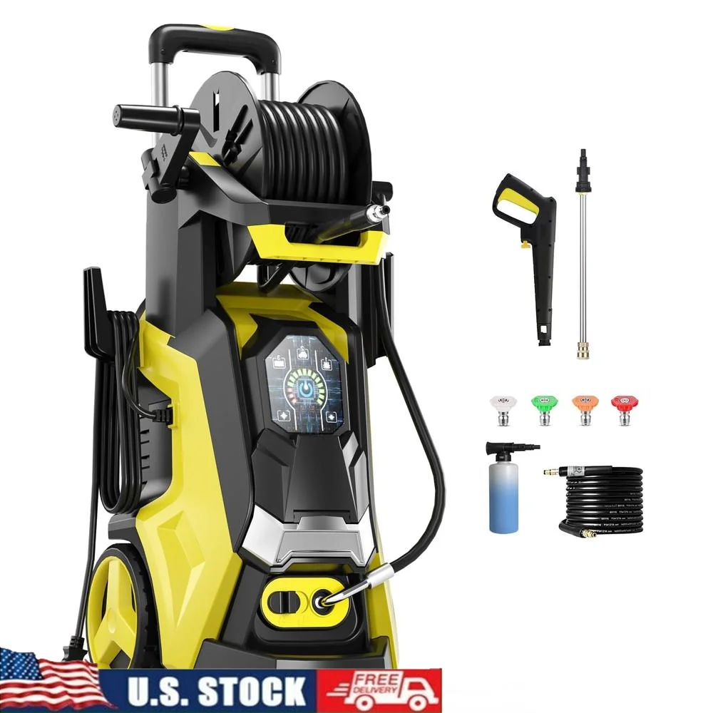 Electric Pressure Washer 5000 PSI Touch Screen 1800W Motor Foam Cannon Nozzles Adjustable Pressure