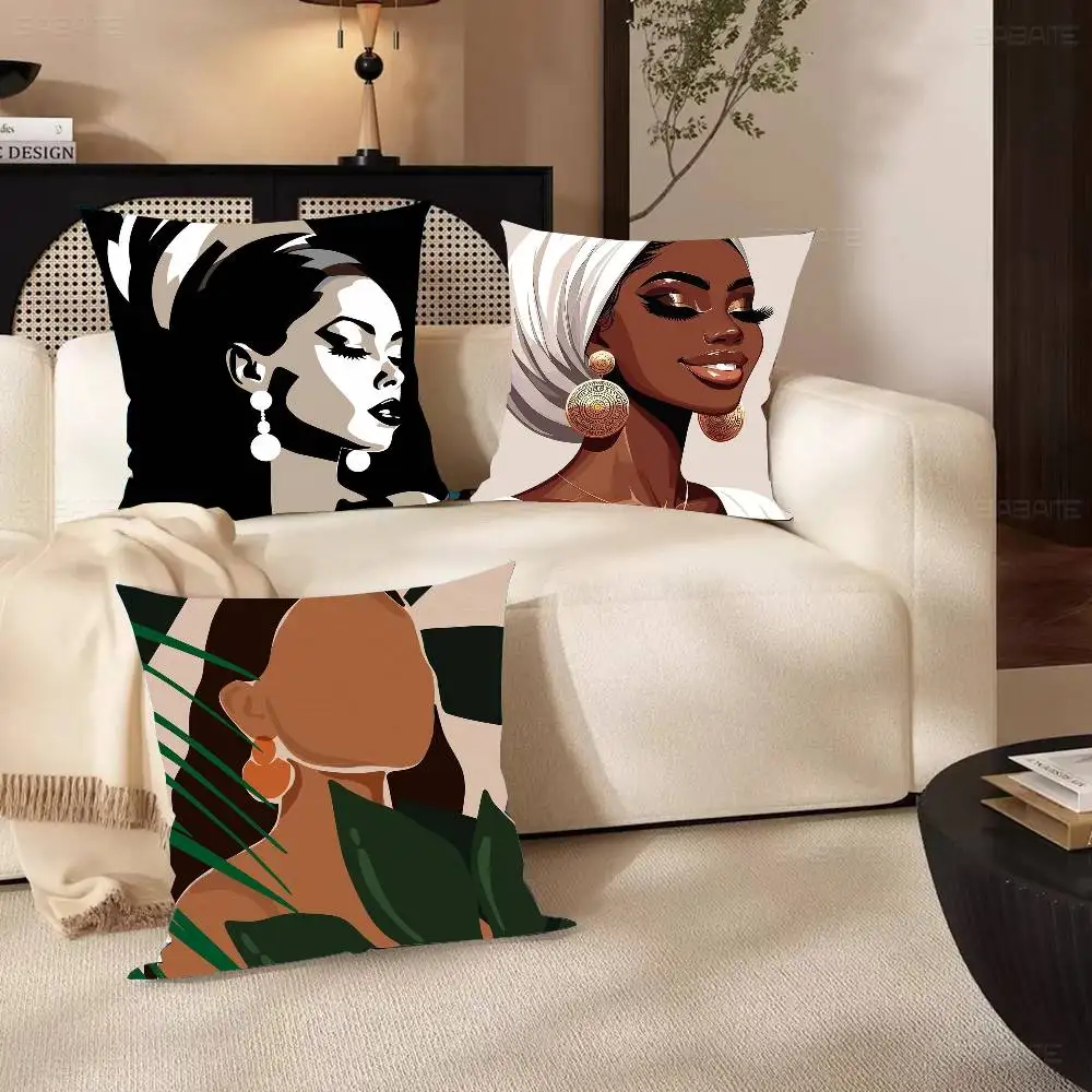 African Women Pillow Case Fashion Square Pillowcase Bedroom Sofa Room Ins Decoration Leisure