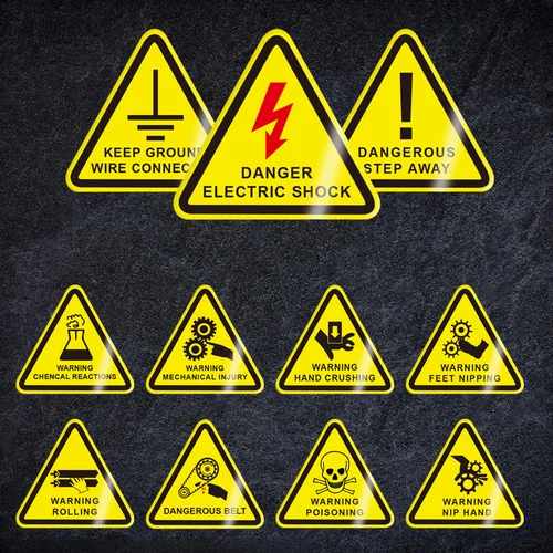 10 Uds 50X50Mm señales de advertencia de seguridad de atención, señales de advertencia de seguridad de producción de taller, señales de advertencia de peligro