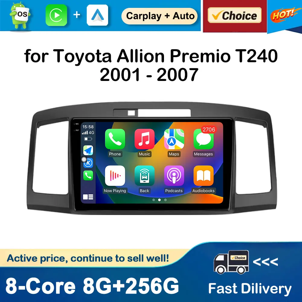 

Car Multimedia Radio Player GPS Navigation for Toyota Allion Premio T240 2001 - 2007 Android OS BT DSP Stereo Auto Accessories