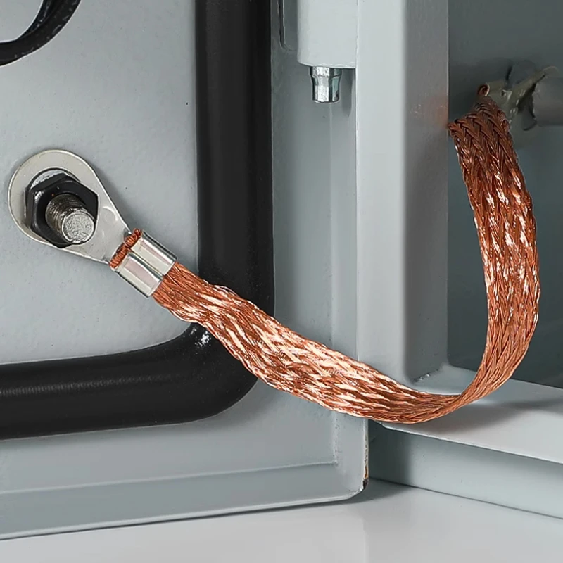 Length200/250/300mm Copper Clad Aluminum Bridge Grounding Braid Wire Span Cable Flexible Durable Ground Connection Wire 8mm Hole