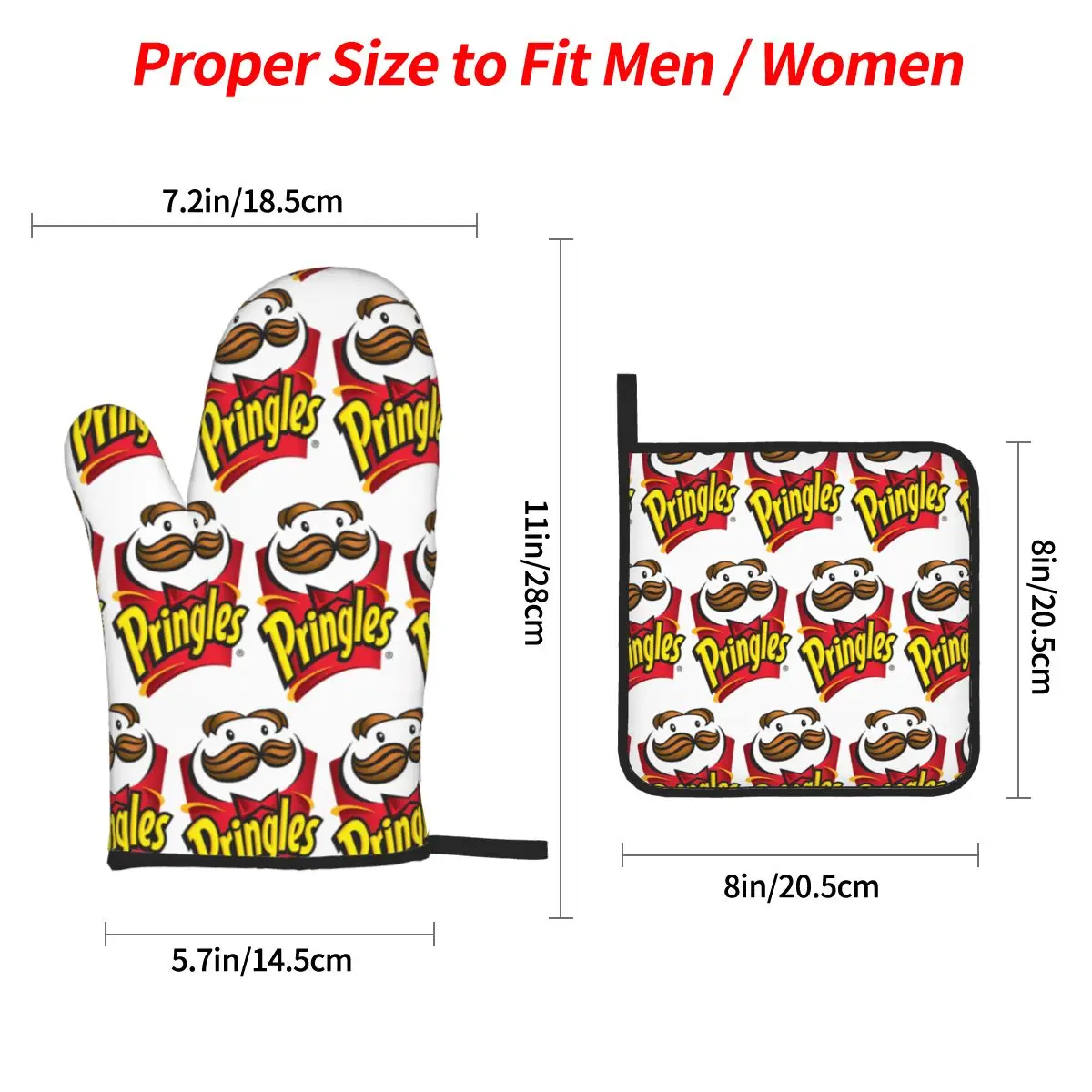 Potato Crisps Chips Pringles Print Oven Mitts and Pot Holder Sets of 4 for Baking Cooking Grilling Resistant Non-Slip Gloves
