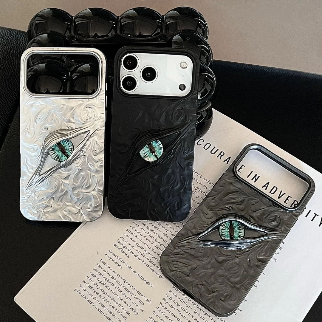 

Halloween funny 3D Stereoscopic blue eyes Case protection for iPhone 17Air 16 E 15 13 12 11 14 Pro Max plus Luxury silicon Cover