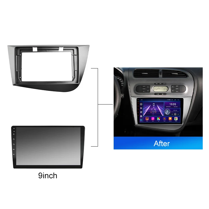 Radio de coche para Seat Leon 2 2005 - 2012 Android 2 Din Kit de marco de placa frontal de bisel de montaje estéreo