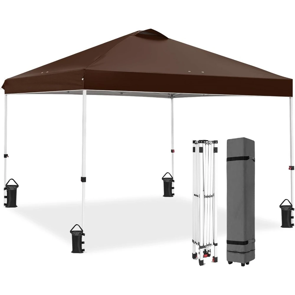 

Pop Up Canopy Tent with Wheeled Carry Bag, 8 Stakes, 4 Ropes, 4 Weight Bags, 10x10 ft, Easy Set Up Tent Canopy