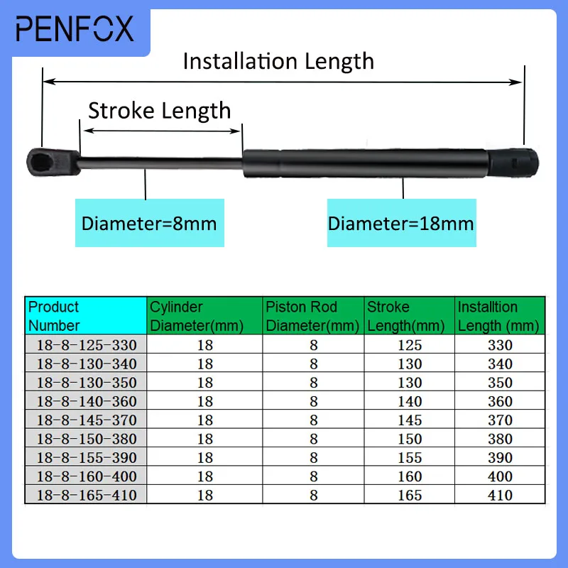 1PC 330-410mm 10kg/100N Universal Strut Bars Gas Spring Support Boot Bonnet Car Caravans Doors Windows Hatches Boat Bus