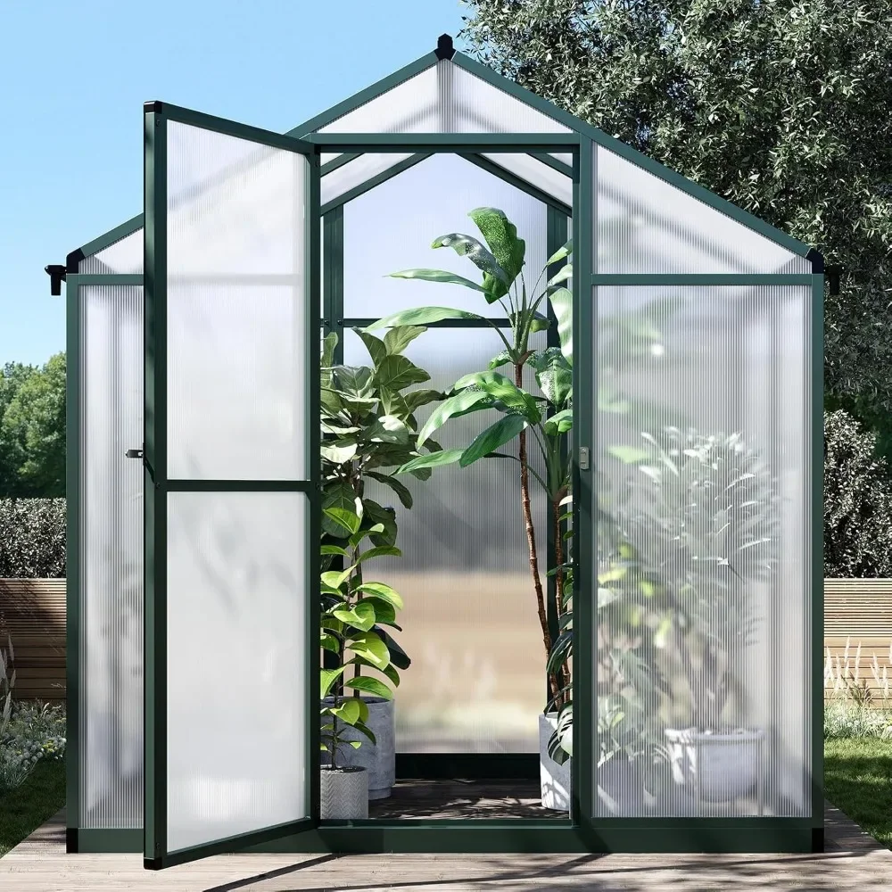 6.25 x 4 Ft Greenhouse for Outdoors with Stable Temperature and Humidity, Aluminum Alloy Frame & Polycarbonate Panel