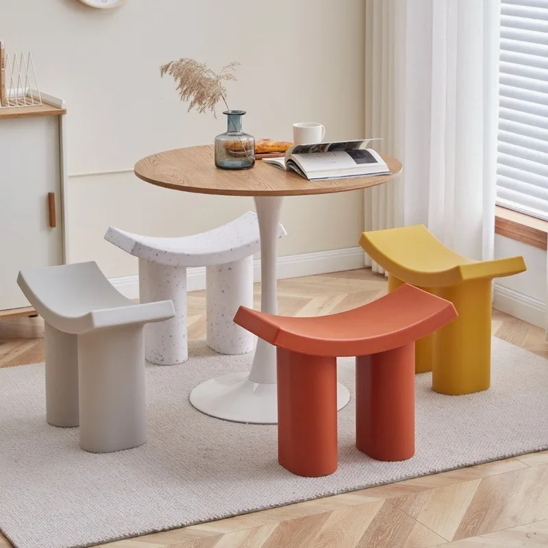 Nordic Shoe Changing Stools Living Room Plastic Small Stool Household Curved Bench Modern Coffee Table Chairs Bedroom Step Stool