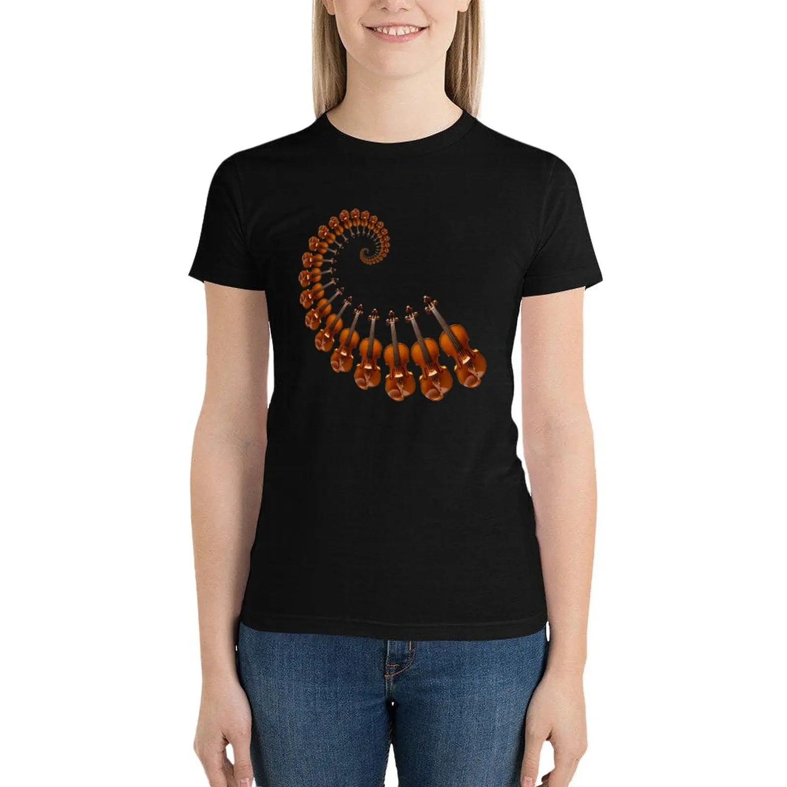 

Spiral out of control with music on your Stradivarius violin T-Shirt female graphics hippie clothes Womens graphic t shirts