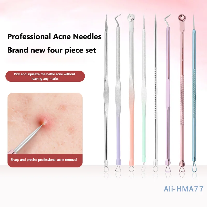 4Pcs/set Blackhead Remover Needle Color Pimple Ingrown Clip Acn Black Dots Beauty Salon Face Skin Care Tool