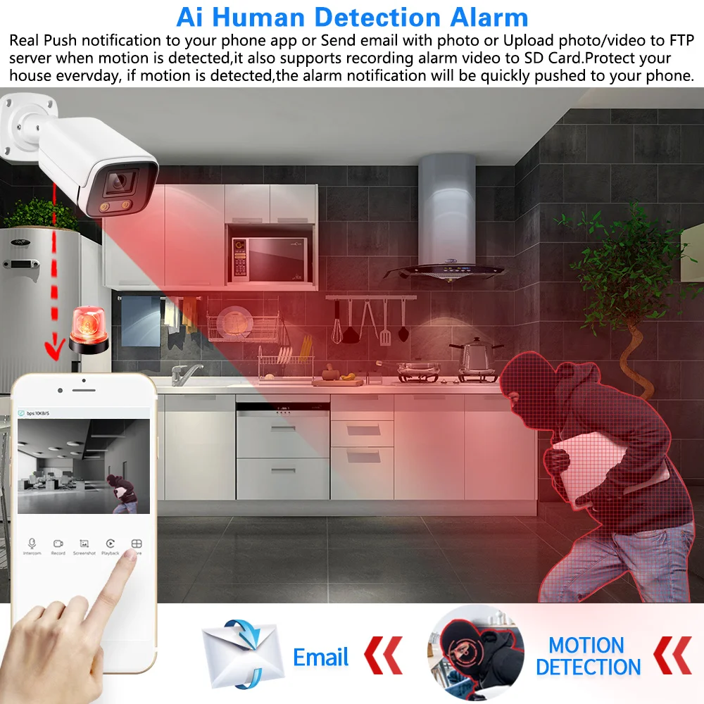 8MP Face Full Color Night Vision Security Camera 4K IP66 Outdoor AHD CCTV Video Surveillance Camera HD 8MP 5MP Bullet IP Cam