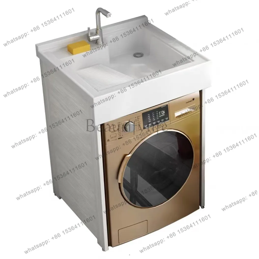 

Small apartment balcony washing machine cabinet laundry sink basin cabinet integrated cabinet bath