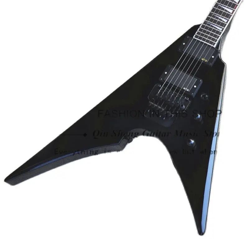 Black Electric Guitar, ARROW-100 Guitar, Tremolo Bridge, Black Knobs, Mahogany Head And Body