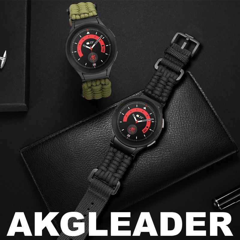 

AKGLEADER Rugged Survival Nylon Strap Braided for Samsung Galaxy Watch 8 classic 46mm strap for Watch 7 Ultra 47mm Bracelet band