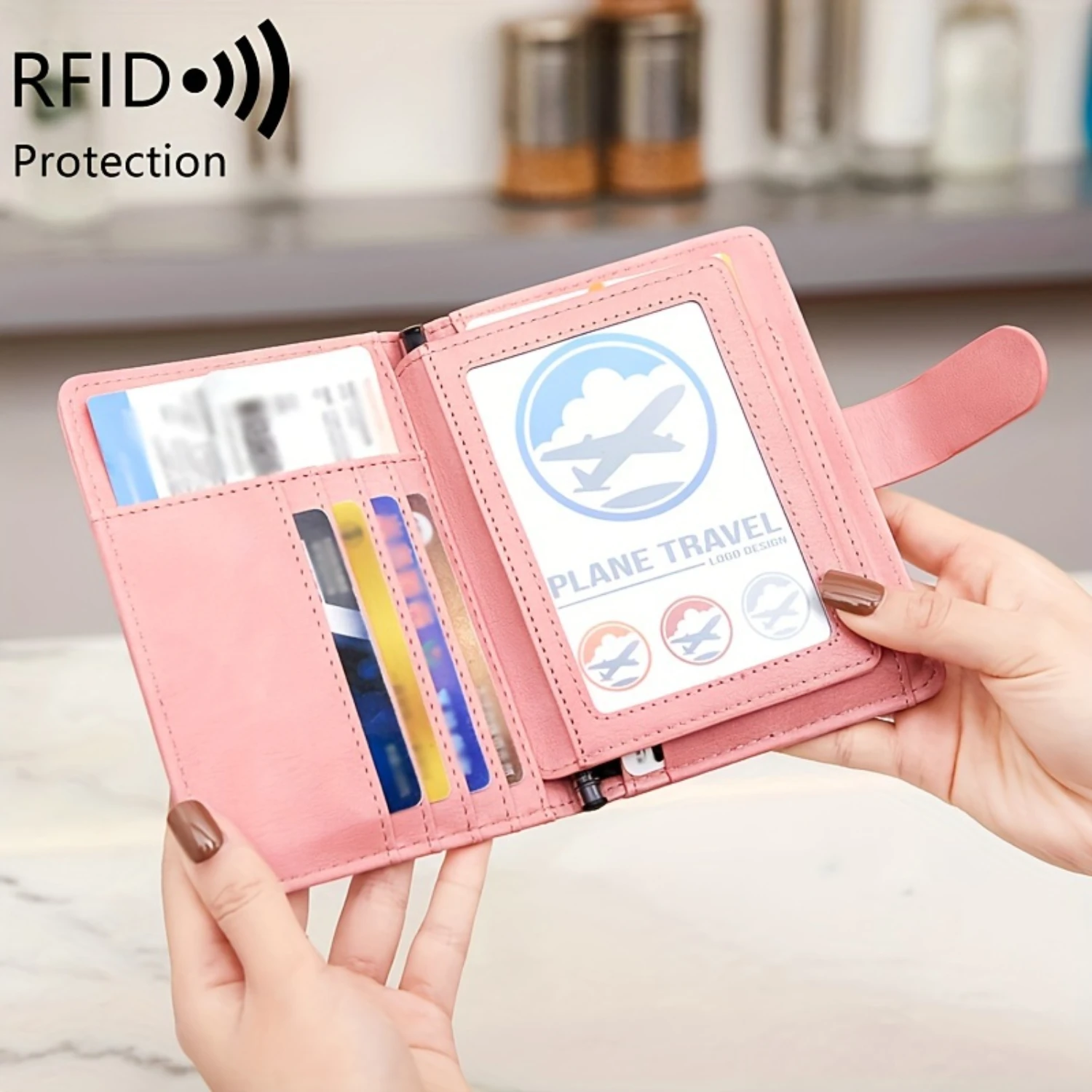 Premium Passport Wallet - Secure Document Holder - Ultra-Slim, Stylish Design for Men and Women - Ideal for Travel Pink grinder 