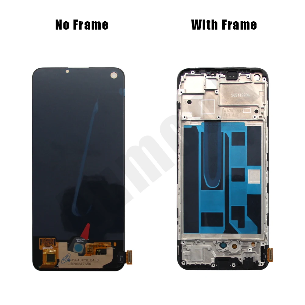 Super AMOLED For Realme 8 4G RMX3085 LCD Display Touch Screen Digitizer For Realme 8 4G LCD With Frame Replacement