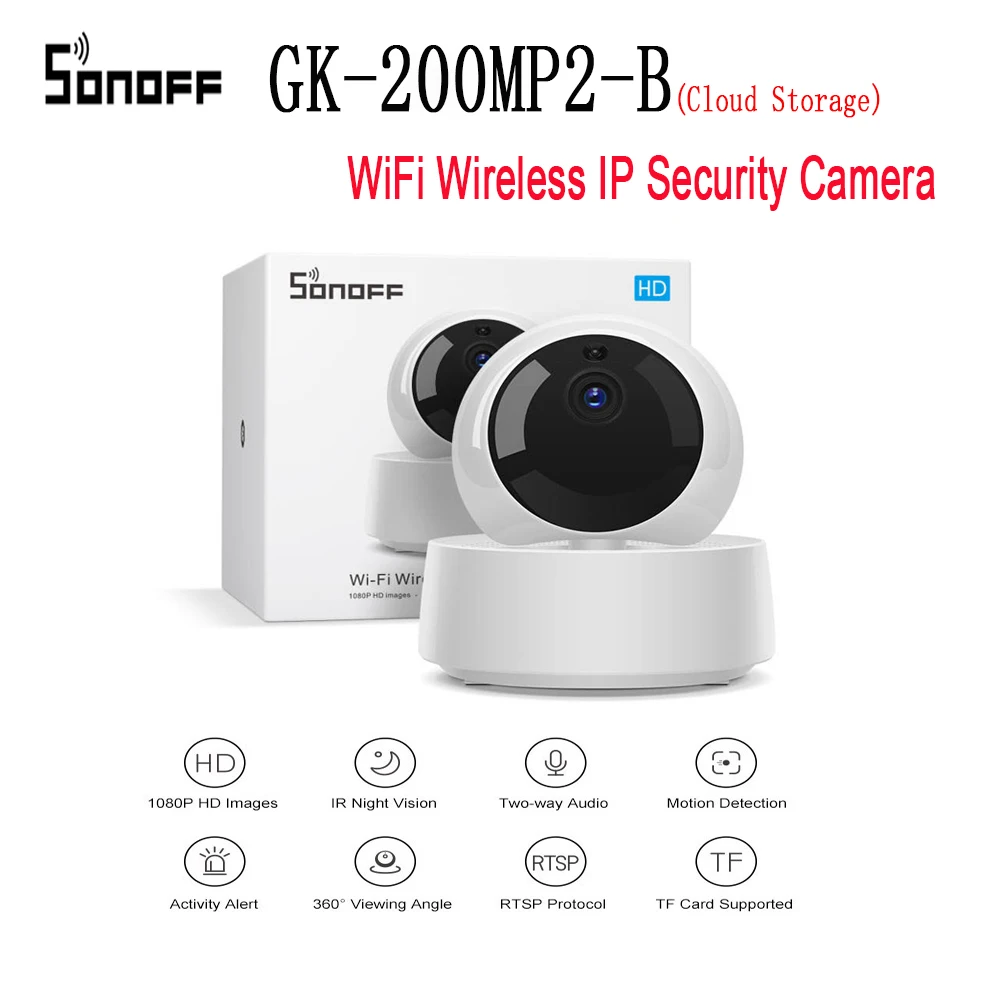 

SONOFF GK-200MP2-B(Cloud Storage)1080P HD Wifi Camera Smart Wireless IP Camera 360 IR Night Vision Monitor Surveillance Cameras