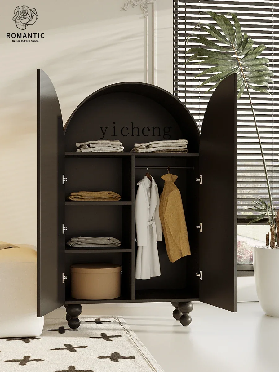 ZC Painted Bedroom and Household Solid Wood Double-Door Floor Wardrobe Wardrobe Storage Cabinet Living Room Locker