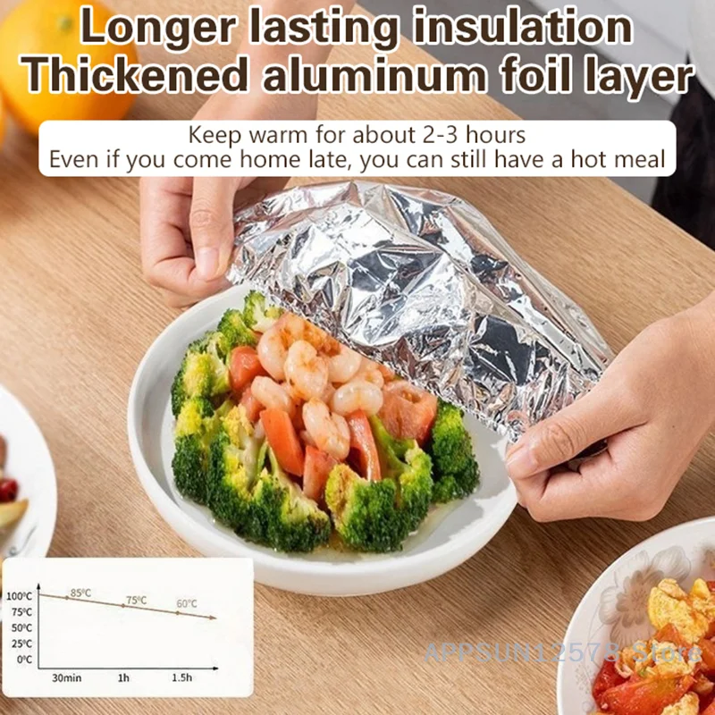 20/100PCS Repeatable Aluminum Foil Insulation Covers - Eco-Friendly Kitchen Food Covers For Bowls & Dishes Storage For Kitchen