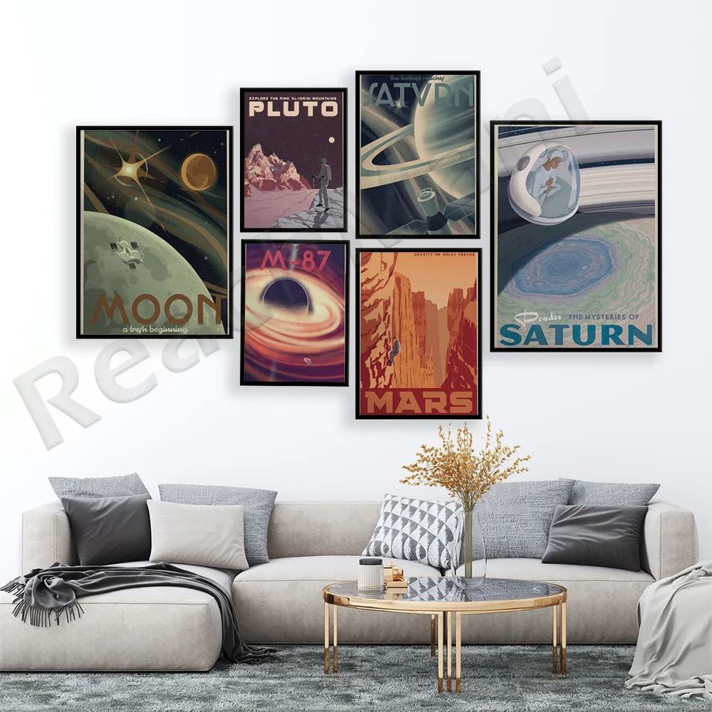 Space Shuttle Universe, New Frontiers of Mars, Mystery of Saturn, Uranus Transverse Planet, Earth Poster, Space Travel Poster