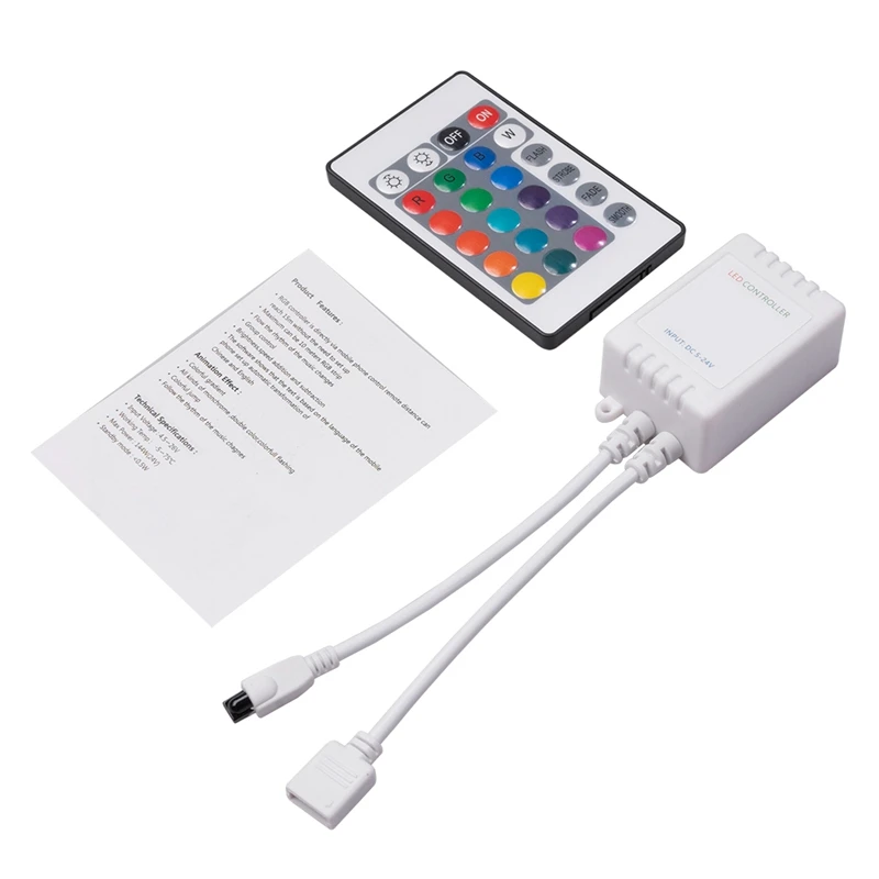 LED Light Controller,With 24 Keys Control For RGB Bluetooth Controller Smart Phone APP And IR Smart Remote Controller