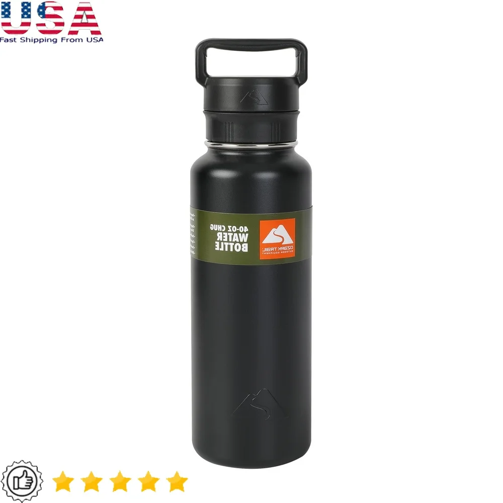 

40 oz Insulated Stainless Steel Water Bottle BPA Free Double Wall Vacuum Sealed Spill Proof Lid Durable Handle Dishwasher Safe