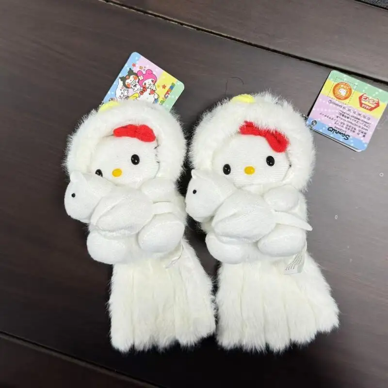 Leuke Cartoon Kawaii Negenstaartvos met witte staart Hellokitty Pluche Pop Sleutelhanger Tas Hanger Speelgoed Cadeau