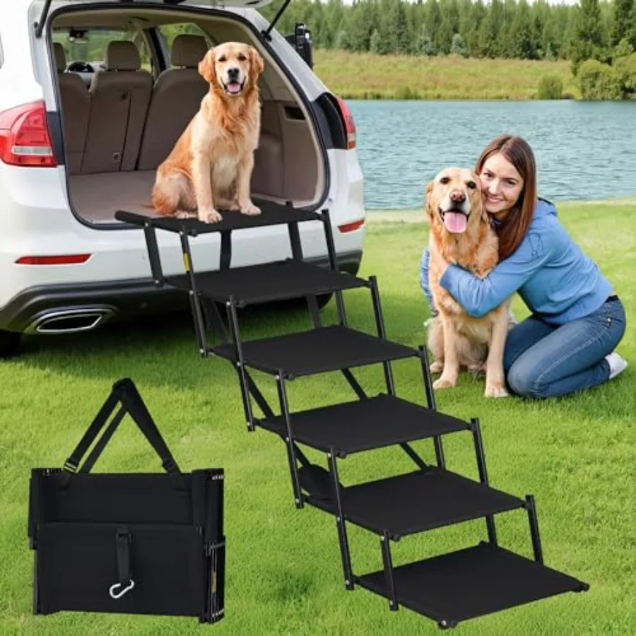 

Dog Stairs for Large Dogs Heavy Duty Foldable Dog Steps for Car Truck Non-Slip Surface Pet Stairs Ramp Supports up to 150 lbs 6
