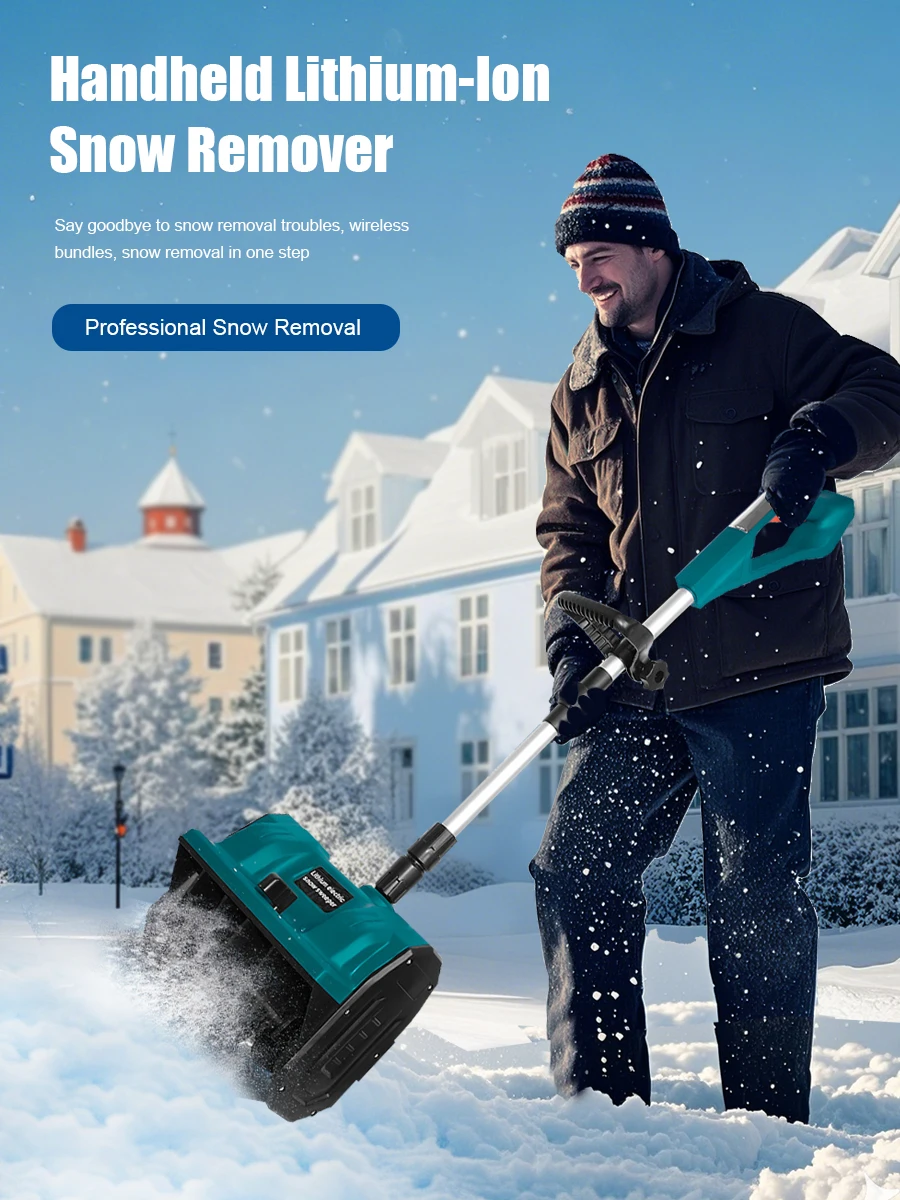 Electric Hand-Push Snowplow Lithium-ion Snow Remover Household Snow Clearing Magic Folding Snow Shovels (NO BATTERY)