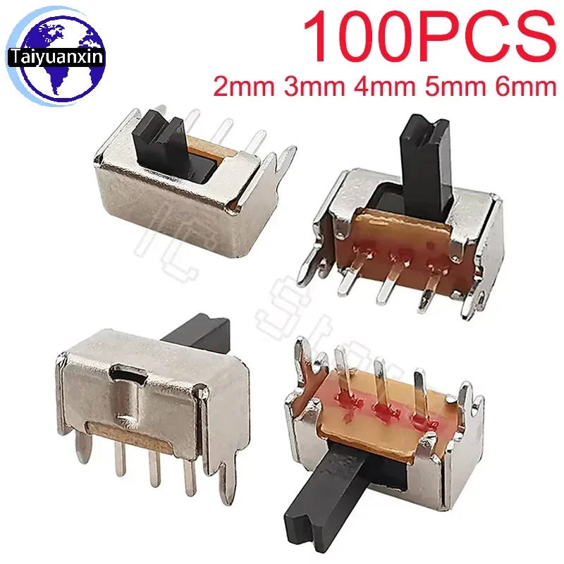 

100PCS SK12D07 Toggle Switch 3PIN PCB 1P2T Slide Switch Handle Miniature Slide Handle length 2mm 3mm 4mm 5mm 6mm