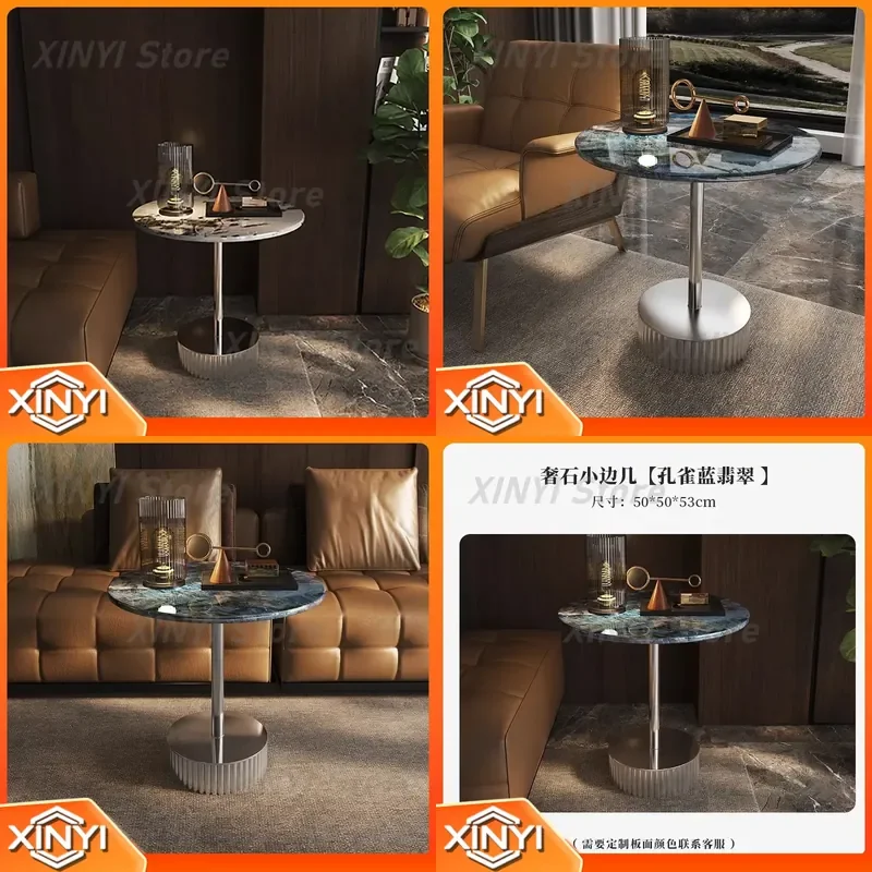 Light Luxury High-End Stone Sofa Edge Round Italian Minimalist Living Room Small Round Coffee Table Simple Modern Corner