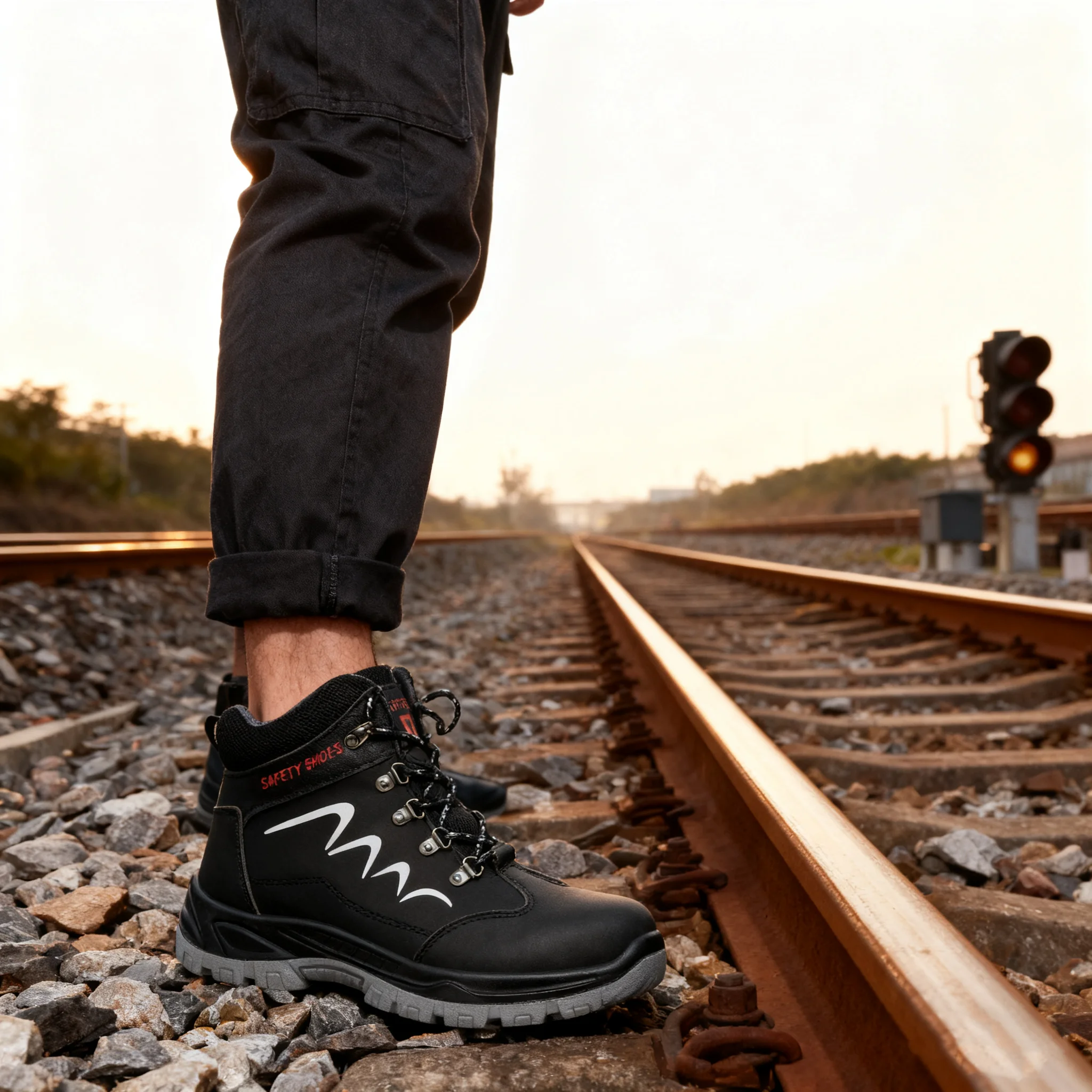 High Quality Men's Indestructible Safety Shoes Construction Breathable Steel Toe Work Boots Non Slip Navy Platform Botas For Men