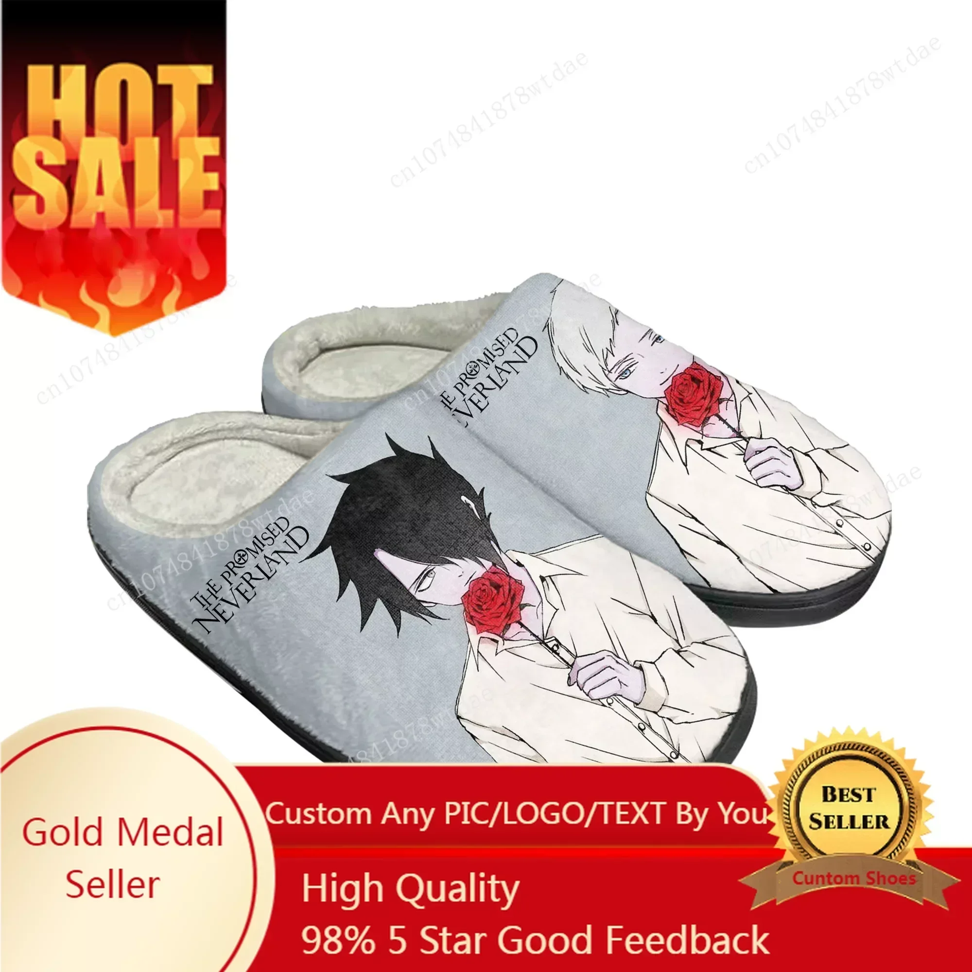 The Promised Neverland Emma Home Cotton Slippers Men Women Youth Boy Girl Plush Bedroom Keep Warm Shoes Custom Indoor Slipper