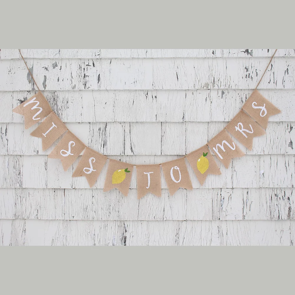

Lemon Bridal Shower Burlap Banner Miss To Mrs Banner Gift Citrus Bridal Shower Decorations Rustic Country Wedding Decoration