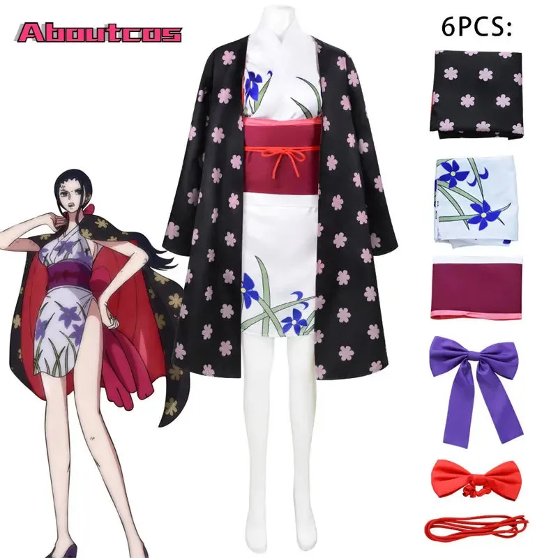 2025 Nuevo Aboutcos - Disfraz de anime Nico Robin, uniforme Kinomo, traje de Halloween para mujer, accesorios, pelucas ★ ★ ★   hh