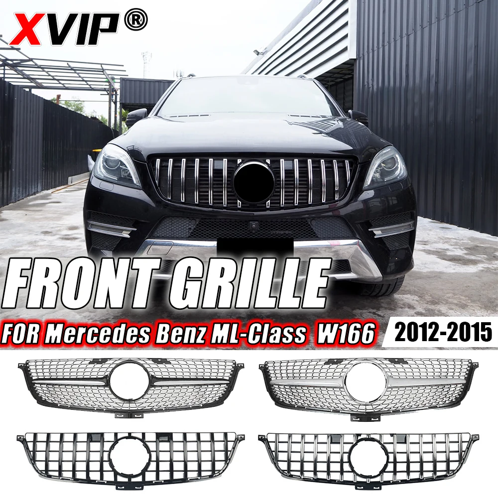 

XVIP Chrome Silver Diamonds Style Front Racing Grilles Front Racing Grille For Mercedes Benz ML-Class W166 2012-2015 ML350 ML550