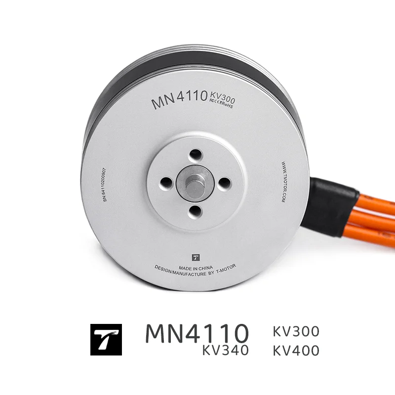 

MN4110 T-MOTOR KV300 KV340 KV400, бесщеточный двигатель, рабочее Номинальное напряжение 6S, максимальная мощность 700 Вт, 770 Вт, Вт, максимальный ток 23 а, 30 А, 32 А