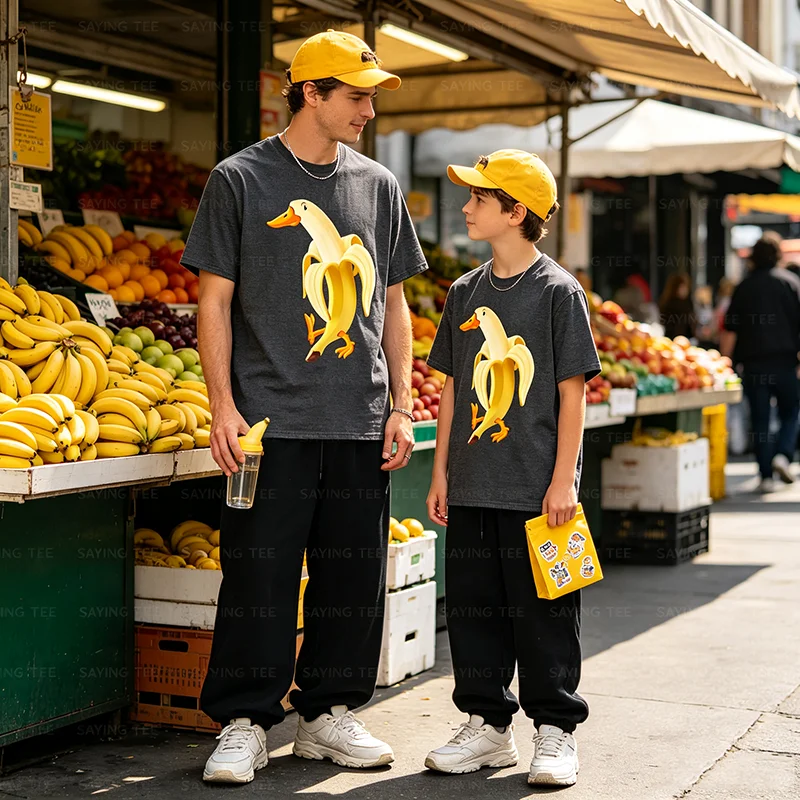Lustiges Enten-in-Bananen-T-Shirt Y2K Tierliebhaber Bananen-Kleidung Neuartiges Geschenk Humor Enten-Kunst Grafik Streetwear Bekleidung Spruch-T-Shirt – Detail 5