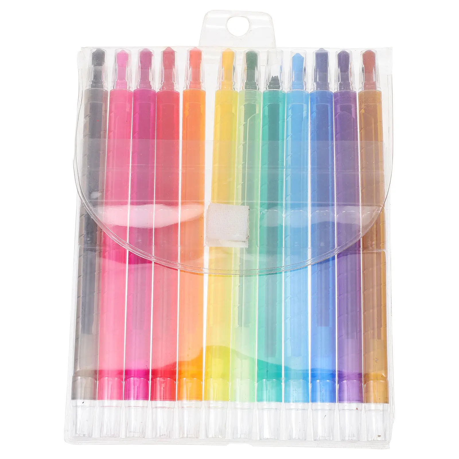 12Pcs Rotating Crayons for Full-Bright Color Lead Core Strong Durability Easy-Grip Size Ideal for School Art Class Creative