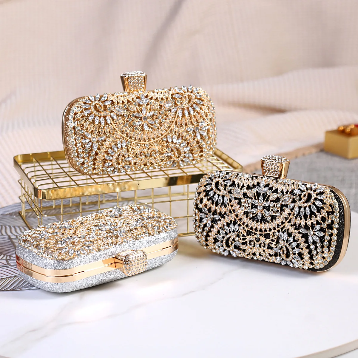 High-End New Dinner Bag Women'S Handbag Diamond-Encrusted Banquet Clutch Bag Dress Evening Bag Women'S Bag Gathering Wedding Bag