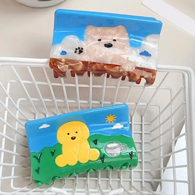 270D Fun Cartoon Animal Hair Claw Clip High Ponytail Styling Tool Puppy Design Anti Slip Hair Accessories Gift For Women