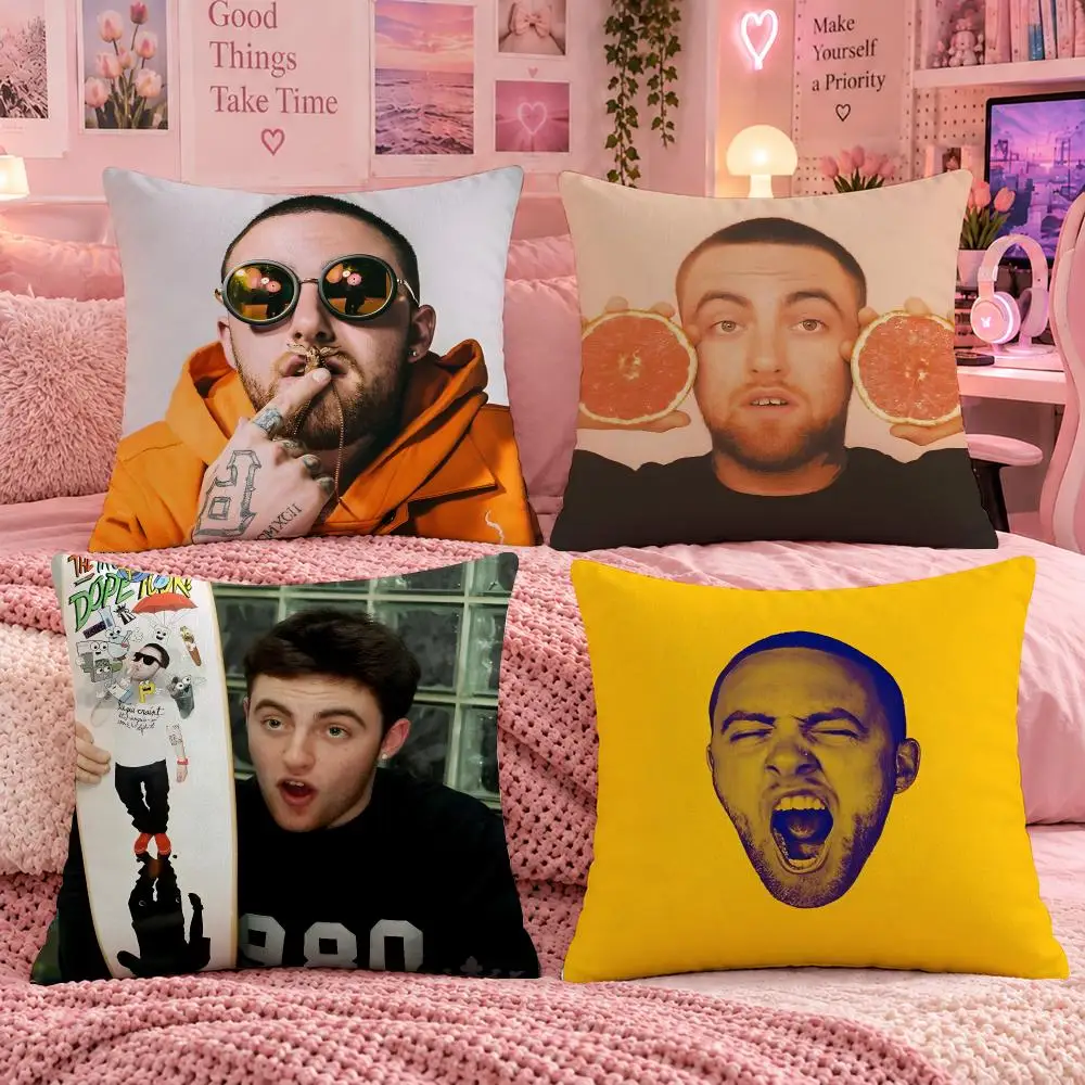 Singer Pop Music M-Mac Miller Cushion Cover Double Sided Print Short Plush Pillow Sofa Bedroom Dorm Room Decor Gift