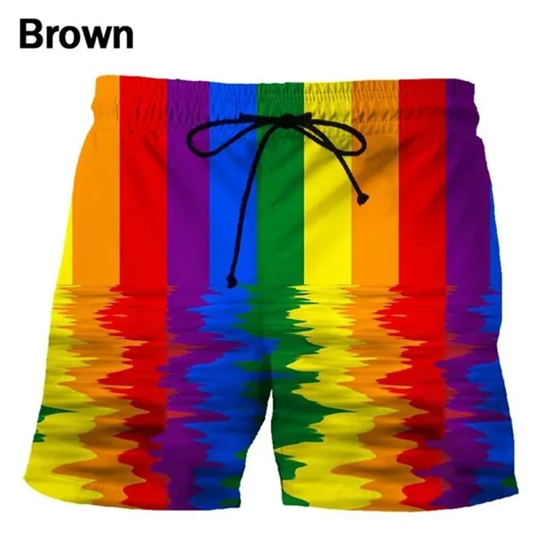 Color Heart-shaped Shorts Pants Men 3D Printed Swimsuit homme 2023 Summer Swim Trunks Beach Shorts homme Sport Gym Ice Shorts