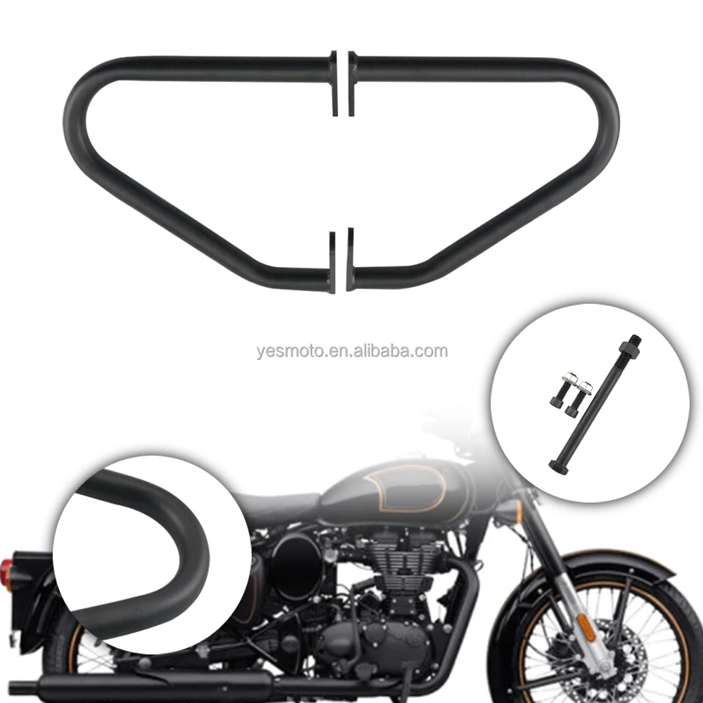 Black Engine Guard Pipes Crash Bar Protect for for Royal Enfield Classic 500 Chrome